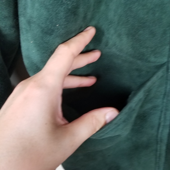 CALAFATE 100% Shearling Dark Green Vintage Coat Dark Green Boho Oversized S - Picture 9 of 13